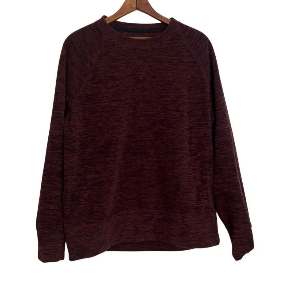 Banana Republic Heathered Arctic Fleece Crewneck Sweatshirt Red Black Size Large